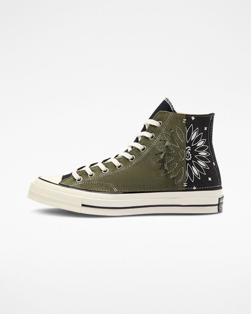 Dámské Boty Vysoké Converse Chuck 70 LTD Paisley Semišové Černé Zelene | CZ MPED29